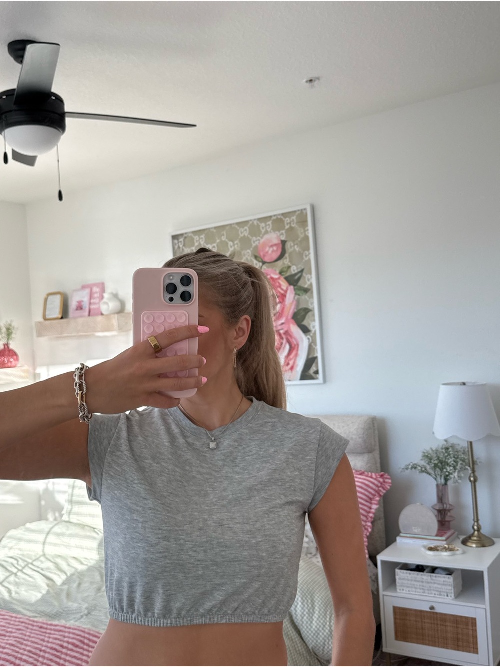 ALO Yoga Heather Gray Cropped tee